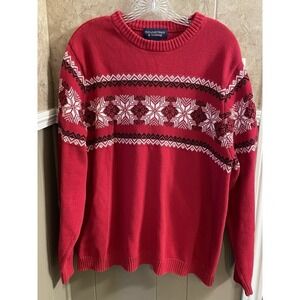 Roundtree & Yorke‎ 100% Cotton Sweater Red Nordic Print Men's Size 2X Big